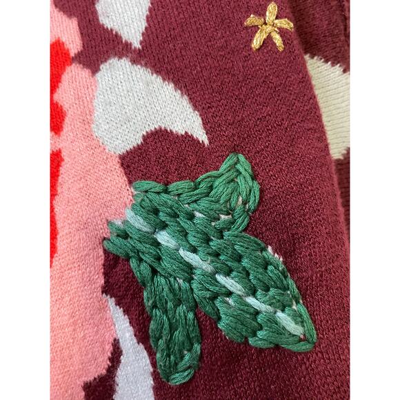 ANTHROPOLOGIE Embroidered floral Long OS Open Long Sweater Red
Cotton Blend - Picture 3 of 10